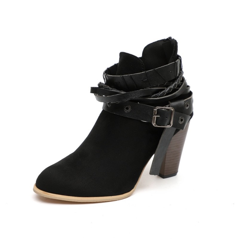 Women Boots Spring Autumn High Heels Shoes for Female Rivet Buckle Daily Shoes PU Leather Ankle Boots Women Boots Spring Autumn High Heels Shoes for Female Rivet Buckle Daily Shoes PU Leather Ankle Boots