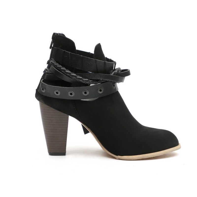 Women Boots Spring Autumn High Heels Shoes for Female Rivet Buckle Daily Shoes PU Leather Ankle Boots Women Boots Spring Autumn High Heels Shoes for Female Rivet Buckle Daily Shoes PU Leather Ankle Boots